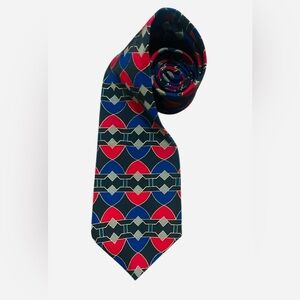 Evan Picone Red and Blue Geometric Tie